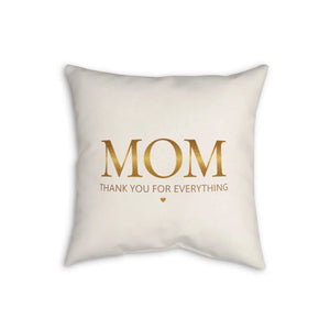 Matt printed gold lettering on the DipaliZ mom faux linen throw pillow