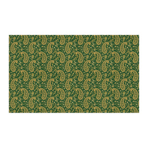 Green Paisley Spun Polyester Fabric by the Yard – Floral Paisley Print Cotton-Look Yardage
