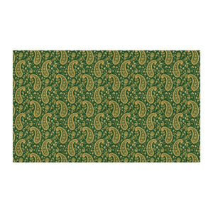 Ivory scrollwork and leaf detail within the DipaliZ green paisley fabric design
