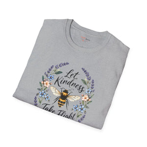 Bee Floral T‑Shirt — "Let Kindness Take Flight" Inspirational Tee
