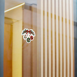 Christmas ornament wreath kiss-cut vinyl decal - home decor decals