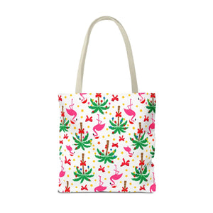 Tote Bag — Tropical Flamingo Palm Print Beach Tote