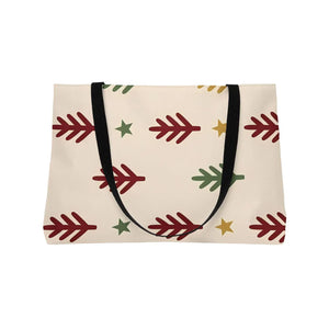 Holiday Arrow Weekender Tote Bag — Festive Red & Cream Travel Bag