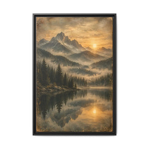 Framed canvas mountain lake sunset landscape wall art - printable