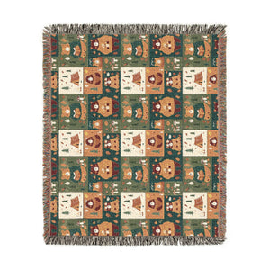 Cozy Cabin Patchwork Woven Blanket — Rustic Lodge Throw for Living Room & Cabin Decor