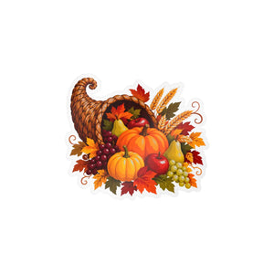 Thanksgiving harvest cornucopia kiss-cut vinyl decal - home decor decals