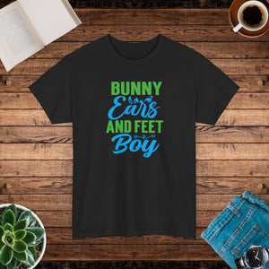 Bunny ears and feet, Boy, Easter, Unisex Heavy Cotton Tee