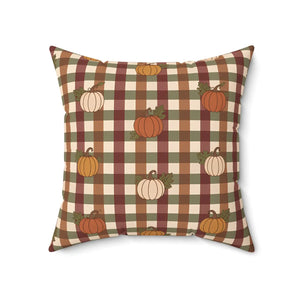 Autumn Pumpkin Plaid Pillow