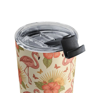 10oz Flamingo Tumbler – Clear Push-on Lid - Dipaliz - Tumblers