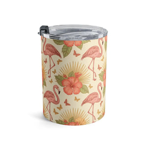 10oz Flamingo Tumbler – Clear Push-on Lid - Dipaliz - Tumblers