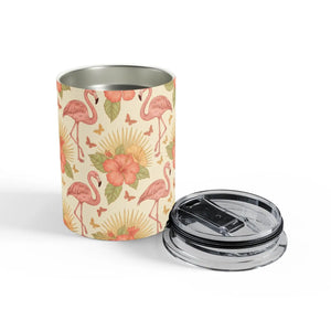 10oz Flamingo Tumbler – Clear Push-on Lid - Dipaliz - Tumblers