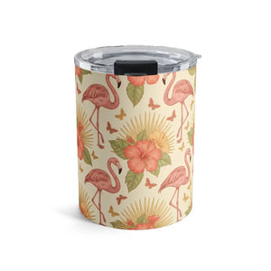 10oz Flamingo Tumbler – Clear Push-on Lid - Dipaliz - Tumblers
