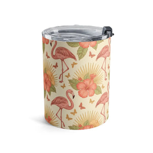 10oz Flamingo Tumbler – Clear Push-on Lid - Dipaliz - Tumblers