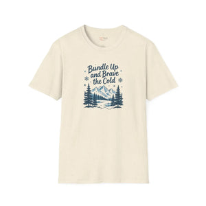 Bundle Up and Brave the Cold T-Shirt — Winter Mountain Pine Graphic Tee