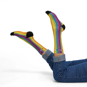 Colorful Rainbow Stripe Cats Sublimation Socks