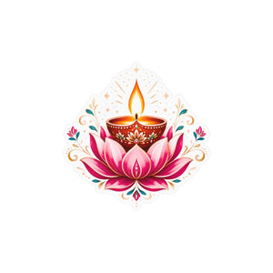 Lotus diya kiss-cut vinyl decal for diwali - home decor decals