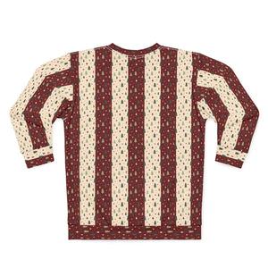 Holiday Patchwork Stripe Sweatshirt — Cozy Vintage Christmas Pattern