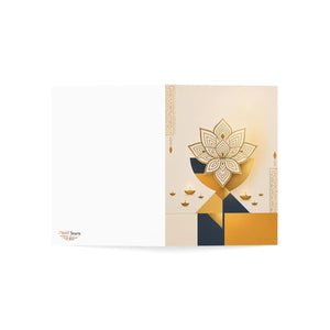 Diwali lotus greeting card, elegant gold geometric festival - cards