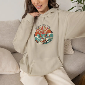 Vintage coastal sunset graphic hoodie - hoodies