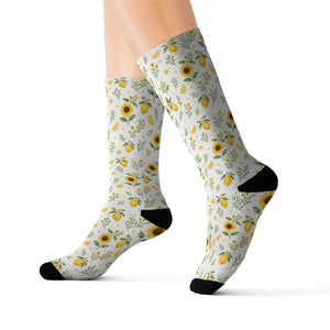 Sunflower Sublimation Socks — Floral Crew Socks with Yellow Sunflower Print