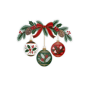 Christmas ornament wreath kiss-cut vinyl decal - home decor decals