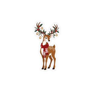 Kiss-cut vinyl decal – festive christmas reindeer with antlers - home decor decals