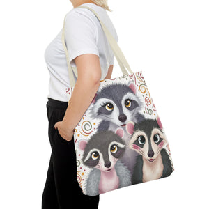 Three Racoons, All Over Print Tote Bag