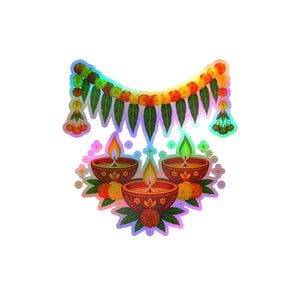 Diwali diyas and marigold toran kiss-cut vinyl decal - home decor decals