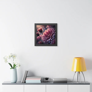 Chrysanthemum with dew drops framed vertical poster - posters