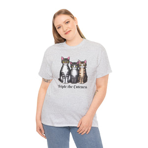 Three Cats, Triple the cuteness, Unisex Heavy Cotton Tee