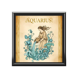 Aquarius zodiac jewelry box with water bearer design - boxes