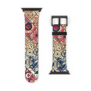 Geometric Floral Mosaic Watch Band – Colorful Vintage Art Pattern