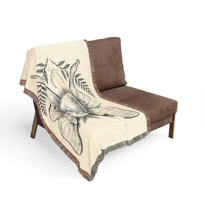 60 by 50 inch DipaliZ luna moth woven blanket for a reading chair