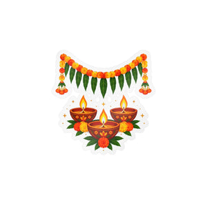 Diwali diyas and marigold toran kiss-cut vinyl decal - home decor decals