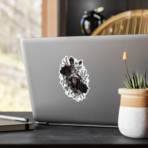 Gothic sacred heart rose kiss-cut vinyl decal - home decor decals