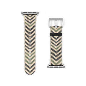 Chevron Pattern Watch Band — Neutral Geometric Apple Watch Strap