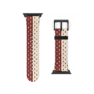 Vintage Holiday Pattern Watch Band — Red & Cream Nordic Stripe Apple Watch Band