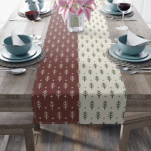 Rust & Cream Minimal Pine Table Runner — Rustic Holiday Dining Decor