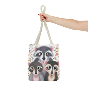 Three Racoons, All Over Print Tote Bag
