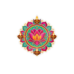 Colorful lotus mandala kiss-cut vinyl decal - home decor decals