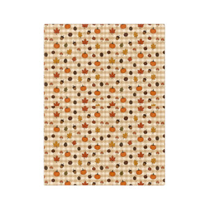 Autumn Plaid Pumpkin & Leaves Throw Blanket
