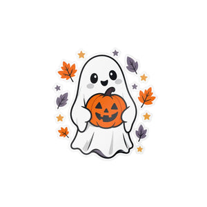 Cute ghost pumpkin halloween kiss-cut vinyl decal - home decor decals