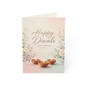 Happy diwali greeting card – floral light and blessings design - cards