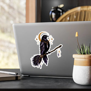 Mystical raven moon kiss-cut vinyl decal - home decor decals