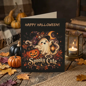 Spooky & cute happy halloween greeting card - cards