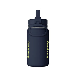 Pink Mini Water Bottle with Cute Frog "Toad-ally Slick" Design — Personalized Kids Straw Bottle