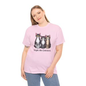 Three Cats, Triple the cuteness, Unisex Heavy Cotton Tee