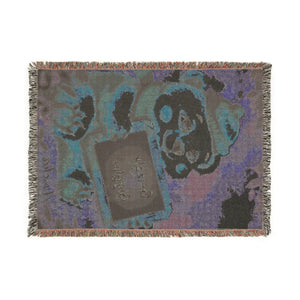 Close-up of the chalkboard teddy artwork on the blanket