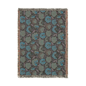 Floral Woven Blanket — Retro Rose Pattern Throw for Cozy Home Decor