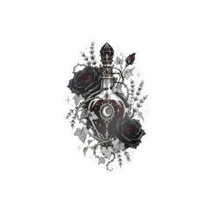 Gothic sacred heart rose kiss-cut vinyl decal - home decor decals